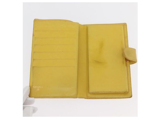 CHANEL COCO Cartera Larga Mark Piel Caviar Oro Amarillo CC Auth BA12318 Dorado - vista 12