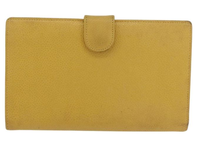 CHANEL COCO Cartera Larga Mark Piel Caviar Oro Amarillo CC Auth BA12318 Dorado - vista 3