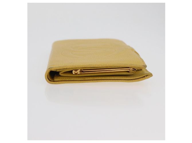 CHANEL COCO Cartera Larga Mark Piel Caviar Oro Amarillo CC Auth BA12318 Dorado - vista 4