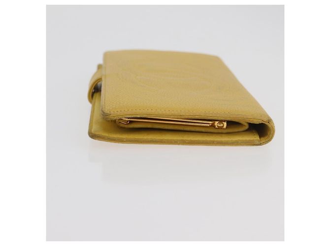 CHANEL COCO Cartera Larga Mark Piel Caviar Oro Amarillo CC Auth BA12318 Dorado - vista 5