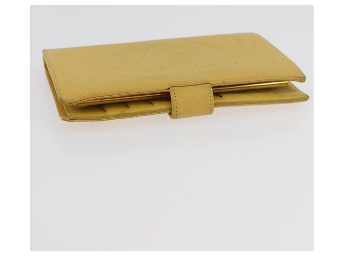 CHANEL COCO Cartera Larga Mark Piel Caviar Oro Amarillo CC Auth BA12318 Dorado - vista 6