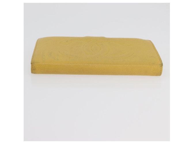 CHANEL COCO Cartera Larga Mark Piel Caviar Oro Amarillo CC Auth BA12318 Dorado - vista 7
