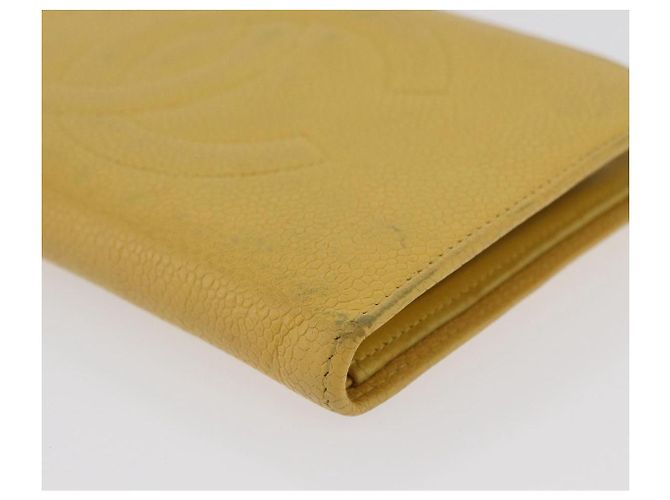 CHANEL COCO Cartera Larga Mark Piel Caviar Oro Amarillo CC Auth BA12318 Dorado - vista 9