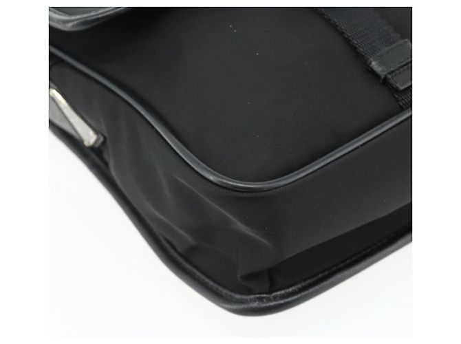 Bolso de Hombro PRADA de Nylon Cuero Negro Plata Auténtico ka4132A - vista 11