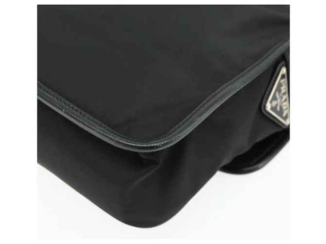 Bolso de Hombro PRADA de Nylon Cuero Negro Plata Auténtico ka4132A - vista 12