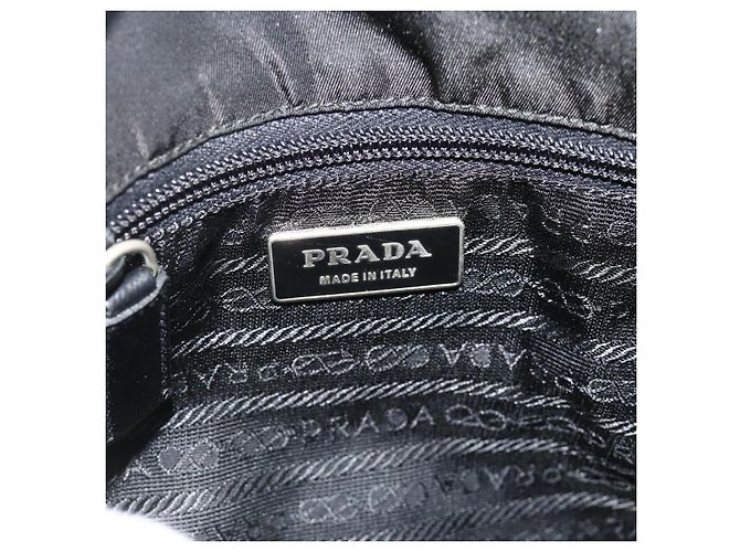 Bolso de Hombro PRADA de Nylon Cuero Negro Plata Auténtico ka4132A - vista 17