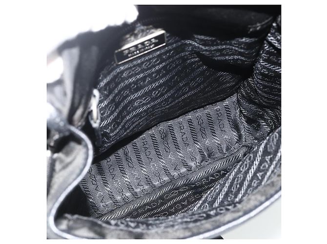 Bolso de Hombro PRADA de Nylon Cuero Negro Plata Auténtico ka4132A - vista 18