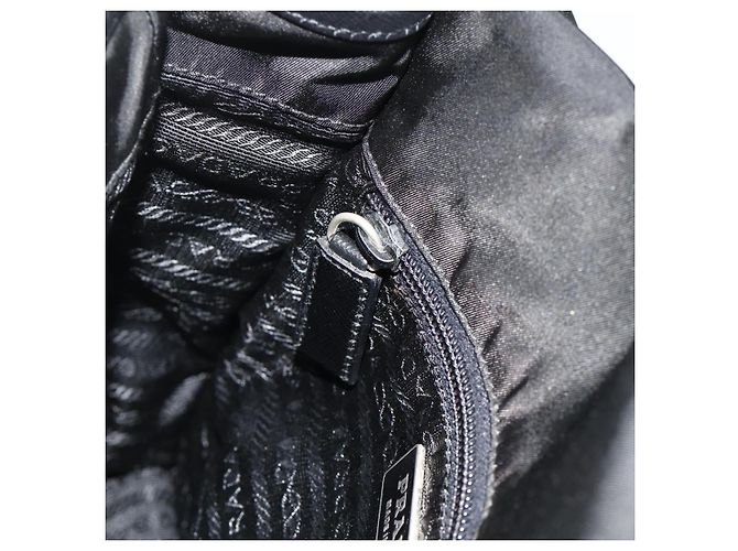 Bolso de Hombro PRADA de Nylon Cuero Negro Plata Auténtico ka4132A - vista 21