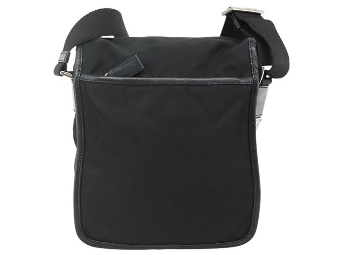 Bolso de Hombro PRADA de Nylon Cuero Negro Plata Auténtico ka4132A - vista 3