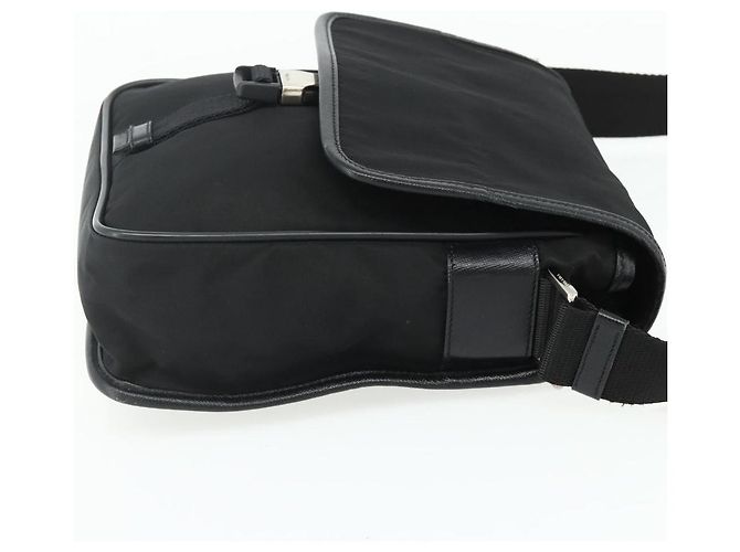 Bolso de Hombro PRADA de Nylon Cuero Negro Plata Auténtico ka4132A - vista 5