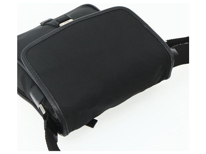 Bolso de Hombro PRADA de Nylon Cuero Negro Plata Auténtico ka4132A - vista 6
