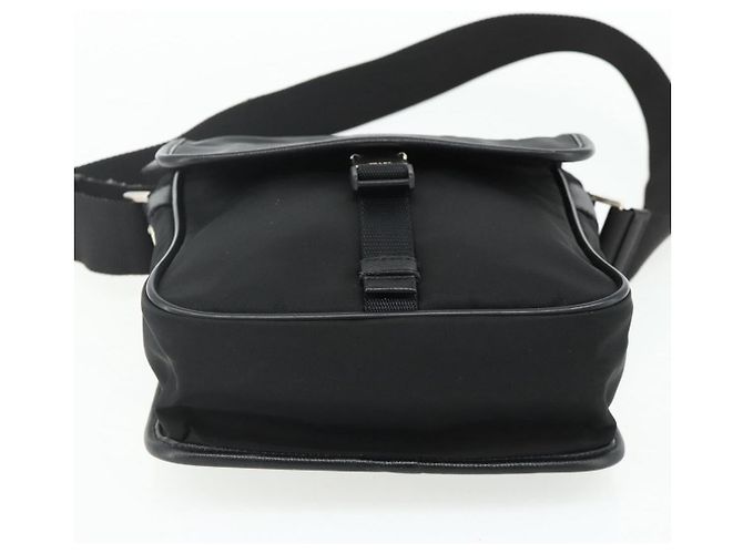 Bolso de Hombro PRADA de Nylon Cuero Negro Plata Auténtico ka4132A - vista 9