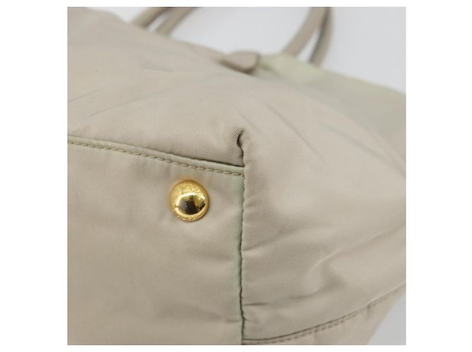 Ribbon PRADA Borsa a Mano in Nastro Nylon Beige Oro Auth mr2363 D'oro - vista 12