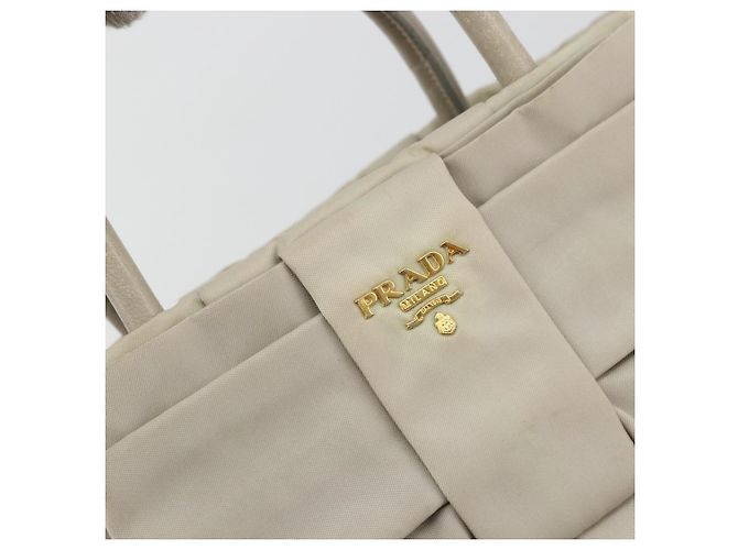 Ribbon PRADA Borsa a Mano in Nastro Nylon Beige Oro Auth mr2363 D'oro - vista 14