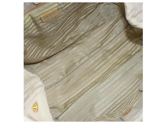 Ribbon PRADA Borsa a Mano in Nastro Nylon Beige Oro Auth mr2363 D'oro - vista 16