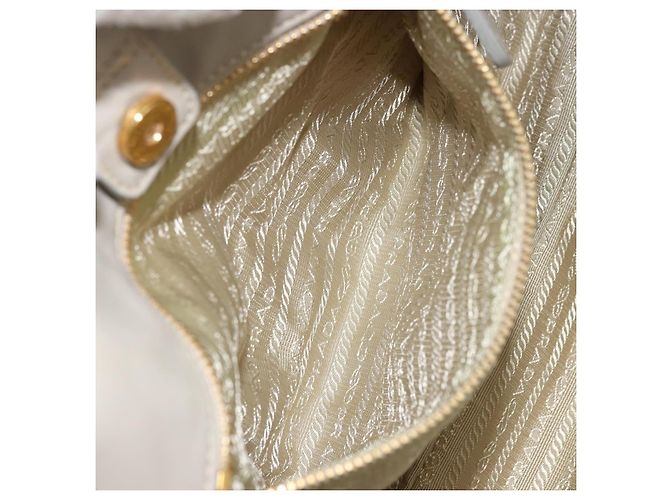 Ribbon PRADA Borsa a Mano in Nastro Nylon Beige Oro Auth mr2363 D'oro - vista 20