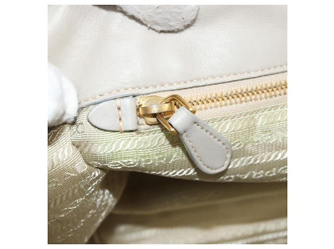 Ribbon PRADA Borsa a Mano in Nastro Nylon Beige Oro Auth mr2363 D'oro - vista 21