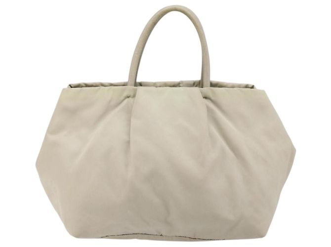 Ribbon PRADA Borsa a Mano in Nastro Nylon Beige Oro Auth mr2363 D'oro - vista 3