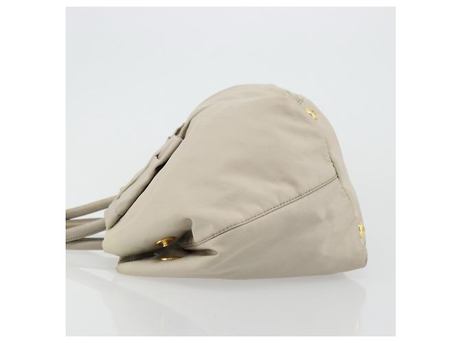 Ribbon PRADA Borsa a Mano in Nastro Nylon Beige Oro Auth mr2363 D'oro - vista 5