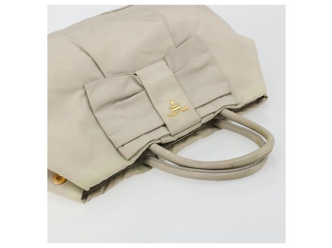 Ribbon PRADA Borsa a Mano in Nastro Nylon Beige Oro Auth mr2363 D'oro - vista 6