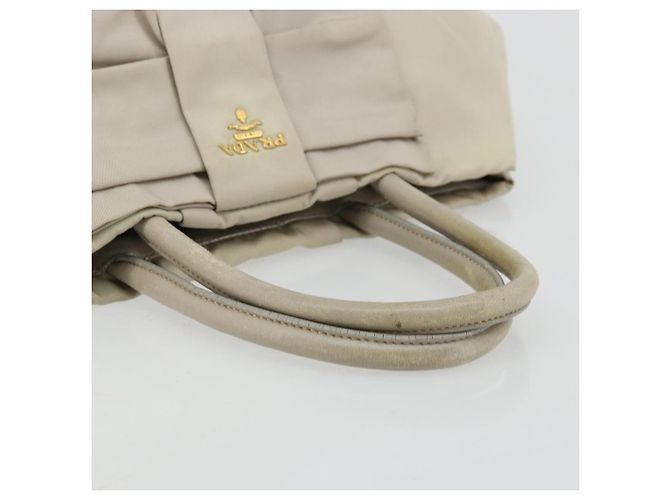 Ribbon PRADA Borsa a Mano in Nastro Nylon Beige Oro Auth mr2363 D'oro - vista 7