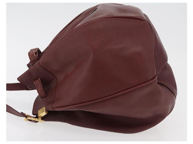 CARTIER Borsa a Spalla Must Line in Pelle Bordeaux Oro Auth 175108 D'oro Bordò - vista 5