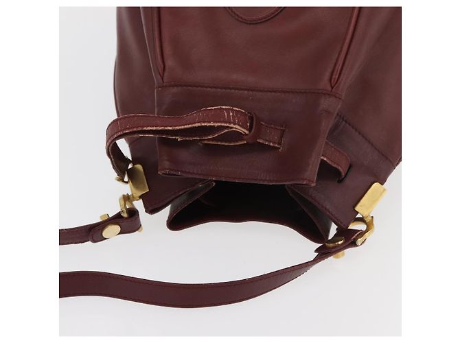 CARTIER Borsa a Spalla Must Line in Pelle Bordeaux Oro Auth 175108 D'oro Bordò - vista 6