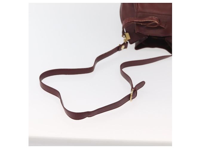 CARTIER Borsa a Spalla Must Line in Pelle Bordeaux Oro Auth 175108 D'oro Bordò - vista 7