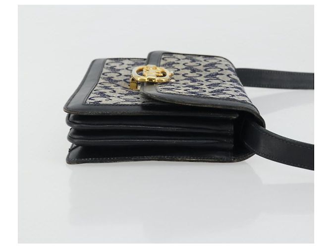 Céline Borsa a Spalla Celine C Sulky in Tela Blu Navy e Oro Auth 176739 D'oro - vista 4