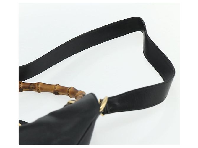 Borsa a mano in pelle GUCCI Bamboo 2way Nero Oro 001 3754 1577 Auth ep14302 D'oro - vista 10