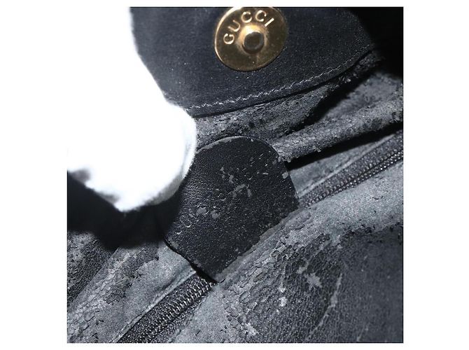 Borsa a mano in pelle GUCCI Bamboo 2way Nero Oro 001 3754 1577 Auth ep14302 D'oro - vista 22