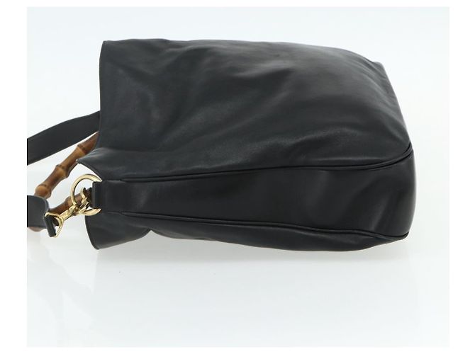 Borsa a mano in pelle GUCCI Bamboo 2way Nero Oro 001 3754 1577 Auth ep14302 D'oro - vista 4