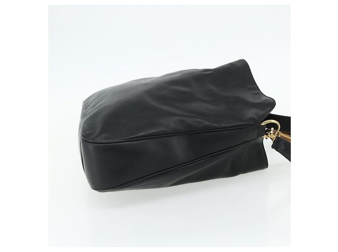 Borsa a mano in pelle GUCCI Bamboo 2way Nero Oro 001 3754 1577 Auth ep14302 D'oro - vista 5