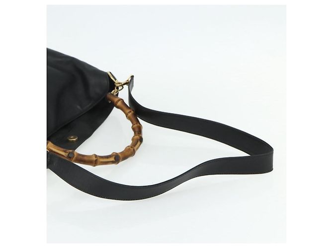 Borsa a mano in pelle GUCCI Bamboo 2way Nero Oro 001 3754 1577 Auth ep14302 D'oro - vista 9