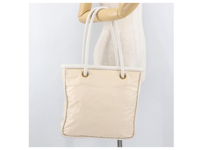 Céline Borsa Tote in Nylon Avorio Oro Auth 177163 D'oro Crudo - vista 22