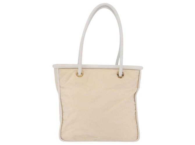 Céline Borsa Tote in Nylon Avorio Oro Auth 177163 D'oro Crudo - vista 4