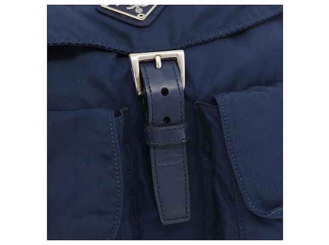 Zaino PRADA in nylon blu navy argento Auth yk20267 - vista 19