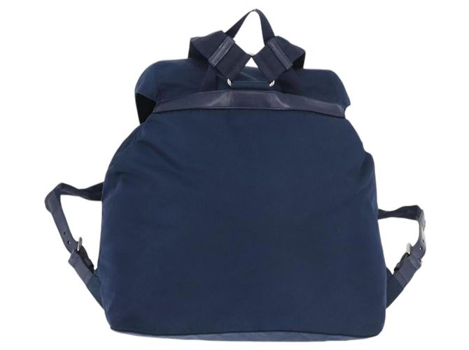 Zaino PRADA in nylon blu navy argento Auth yk20267 - vista 3