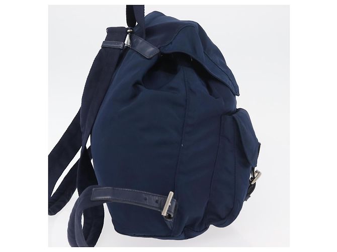 Zaino PRADA in nylon blu navy argento Auth yk20267 - vista 5