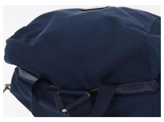 Zaino PRADA in nylon blu navy argento Auth yk20267 - vista 6