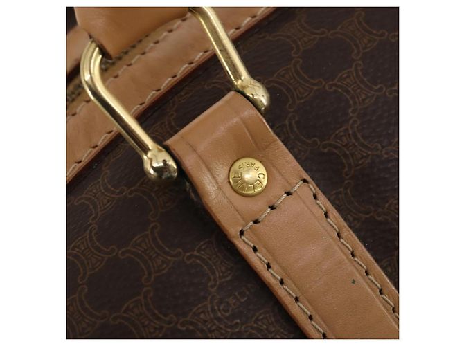 Céline Bolsa Boston em lona Macadam CELINE em couro PVC marrom dourado Auth mr2416 - vista 14
