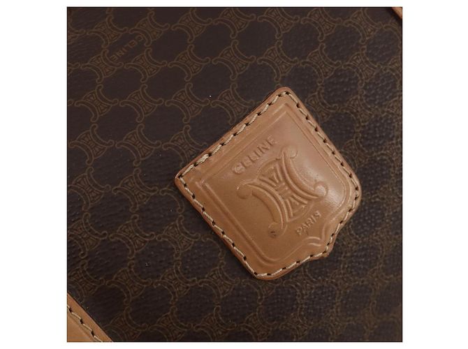 Céline Bolsa Boston em lona Macadam CELINE em couro PVC marrom dourado Auth mr2416 - vista 15