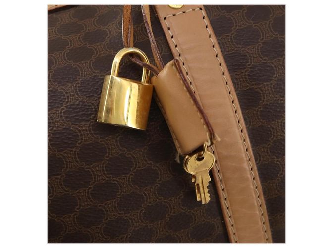 Céline Bolsa Boston em lona Macadam CELINE em couro PVC marrom dourado Auth mr2416 - vista 16