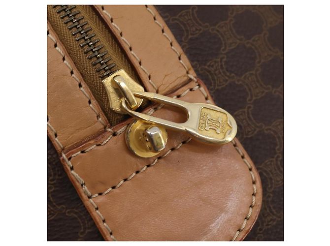 Céline Bolsa Boston em lona Macadam CELINE em couro PVC marrom dourado Auth mr2416 - vista 17