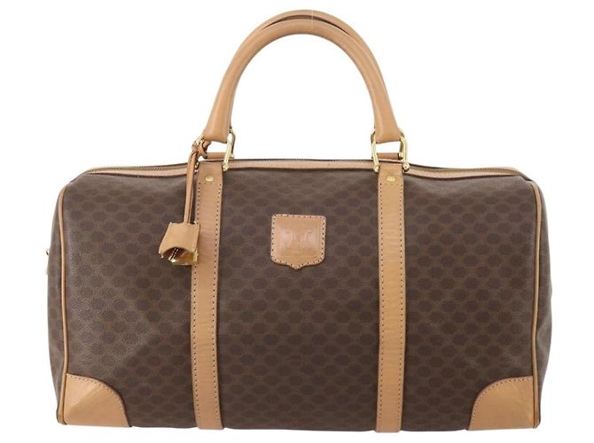 Céline Bolsa Boston em lona Macadam CELINE em couro PVC marrom dourado Auth mr2416 - vista 2
