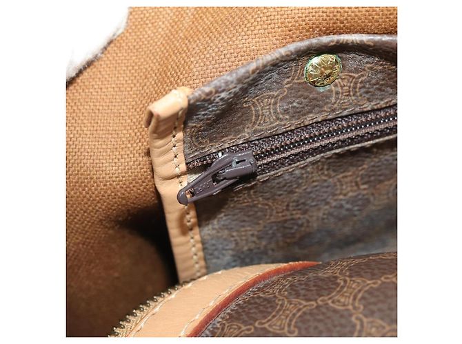 Céline Bolsa Boston em lona Macadam CELINE em couro PVC marrom dourado Auth mr2416 - vista 21