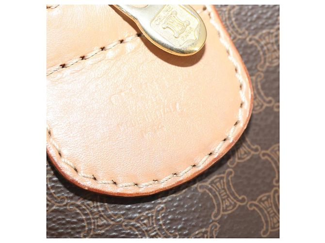 Céline Bolsa Boston em lona Macadam CELINE em couro PVC marrom dourado Auth mr2416 - vista 23