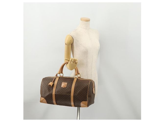 Céline Bolsa Boston em lona Macadam CELINE em couro PVC marrom dourado Auth mr2416 - vista 24