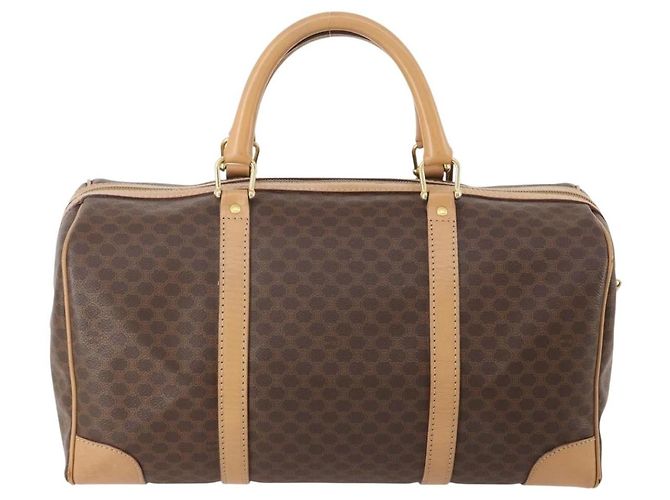 Céline Bolsa Boston em lona Macadam CELINE em couro PVC marrom dourado Auth mr2416 - vista 3