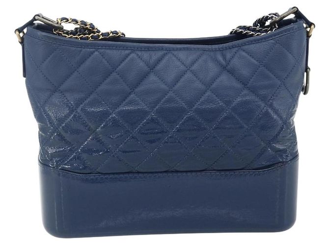 Borsa Chanel Chain Gabriel De Chanel in pelle caviar blu oro CC Auth ka4104SAV D'oro - vista 2